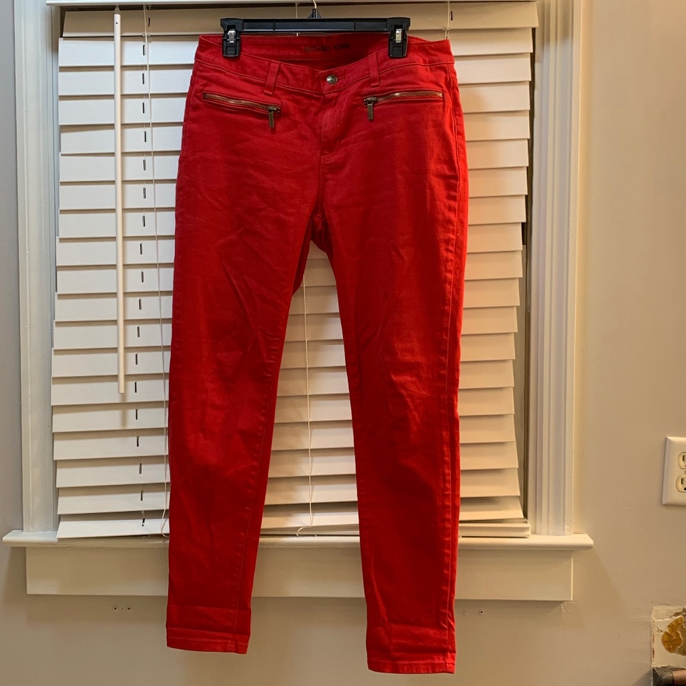 Michael Kors red skinny jeans